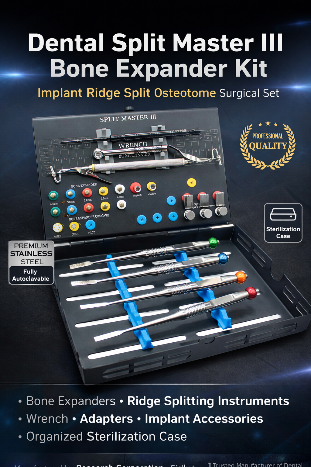 Dental Split Master III Bone Expander Kit Implant Ridge Split Osteotome Surgical Set Dental Split Master III Bone Expander Kit Implant Ridge Split Osteotome Surgical Set